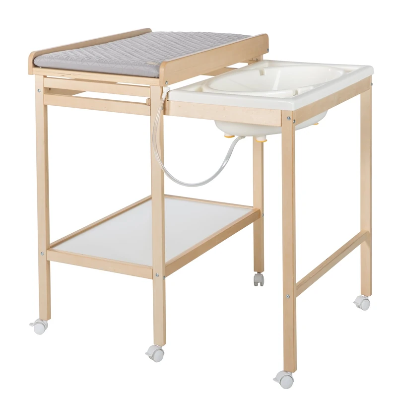 roba Wall-Mounted Changing Table with Changing Mat, Style Grey – Foldable Space-Saving Baby Changing Shelf with 2 Storage Compartments, Anthracite Wood