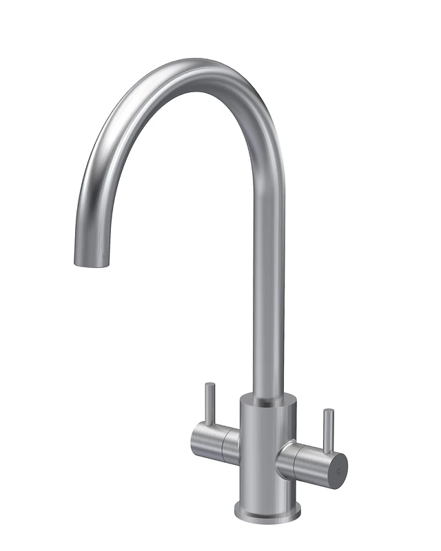 nuie KLA605DL Lachen Mono Mixer Kitchen Tap with Dual Lever Handles, 363mm, Brushed Nickel