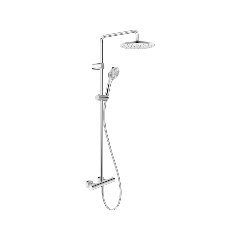 Duravit Shower System, Water-Saving Shower System, Shower Head with 3 Spray Types (Rain, Intense Rain, Soft Rain), Shower Head Angle Adjustable, Shower Set Easy to Clean, Chrome