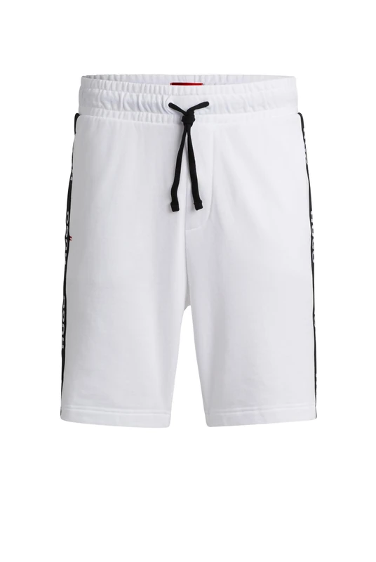 HUGO Mens Sporty Logo Shorts Embroidered-Logo Shorts in Cotton Terry
