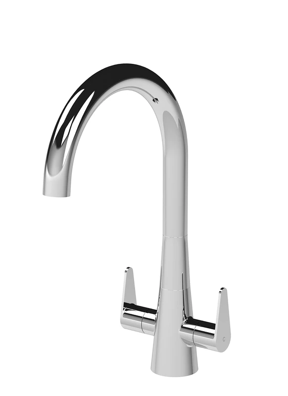 nuie KSA305DL Samir Mono Mixer Kitchen Tap with Dual Lever Handles, 398mm, Chrome