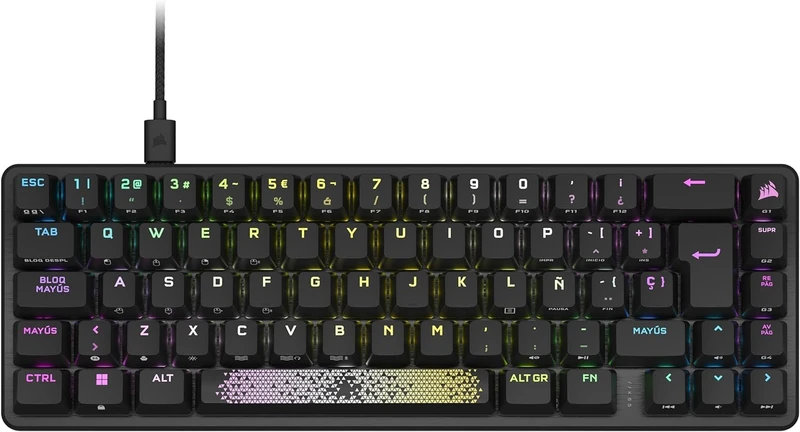 Corsair K65 Pro Mini RGB 65% Mechanical Optics Gaming Keyboard - OPX Switches - Polycarbonate Keycaps - Compatible with iCUE - QWERTY ES Layout - Black