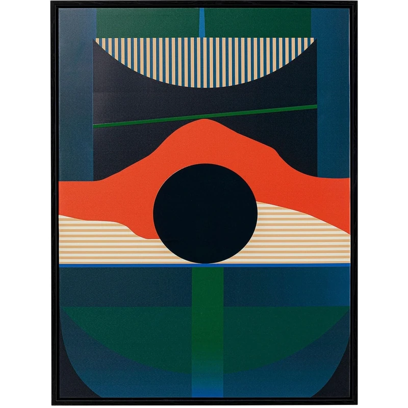 Kare Sunset Design Framed Picture Blue/Green 75 x 100 cm Canvas Wall Decoration Artwork