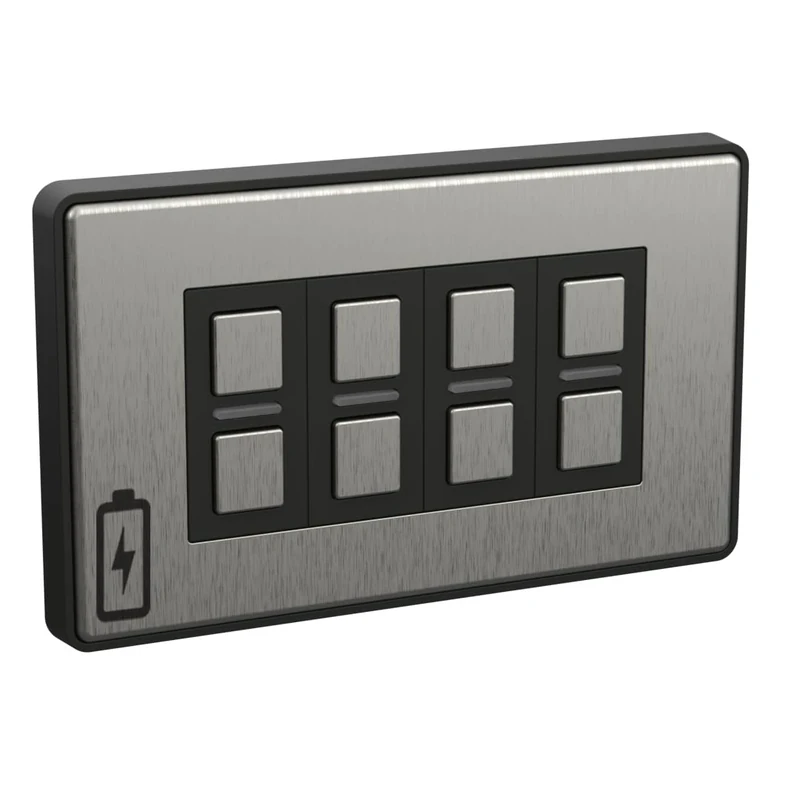 Lightwave Wire-Free Scene Selector (8 Button) Stainless Steel - Battery Powered, Multi-Press Built-In