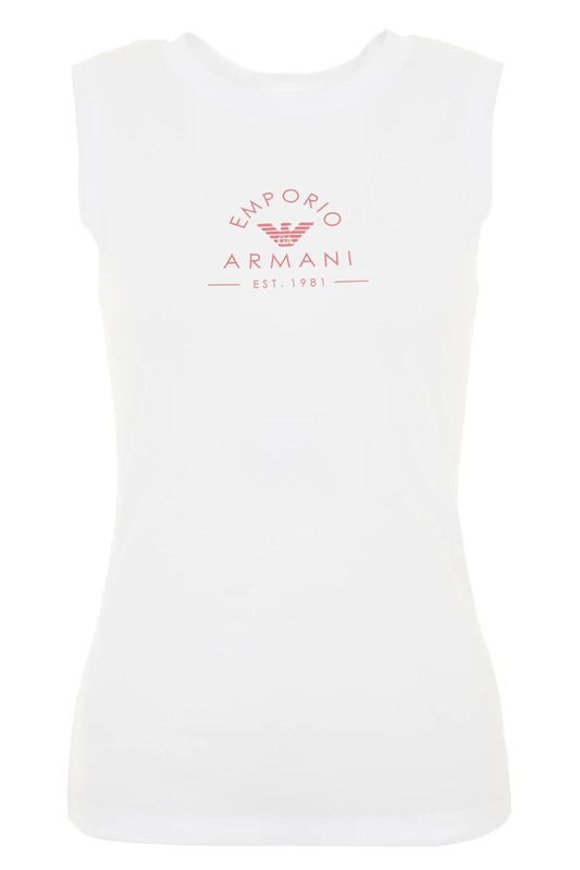 Emporio Armani Women's Iconic Stretch Cotton Logoband Loungewear Tank, White, XL