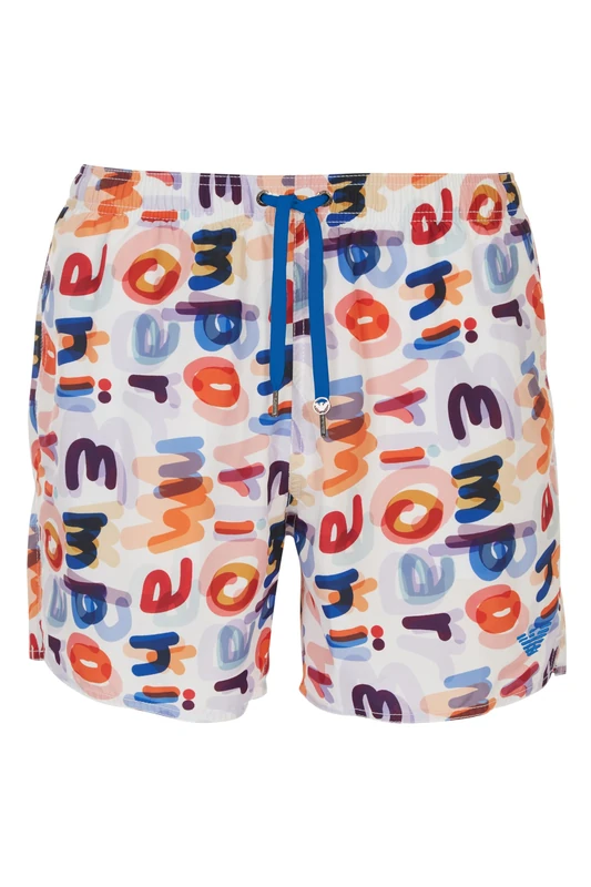 Emporio Armani Men's Macro Logo Swim Boxer, Printed White, 54 - Image 1