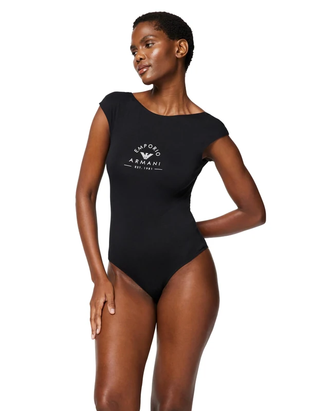 Emporio Armani Women's Iconic Stretch Cotton Logoband Body Brief, Black, XS