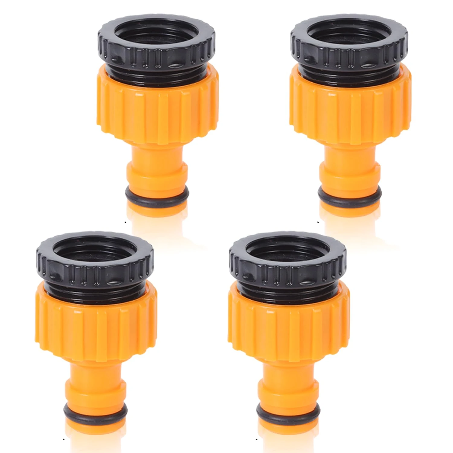 4Pack 2in1 Universal Tap Connector for Garden and Kitchen - Plastic Hose Pipe Fittings 3/4" and 1/2" Threaded Faucet Adapter