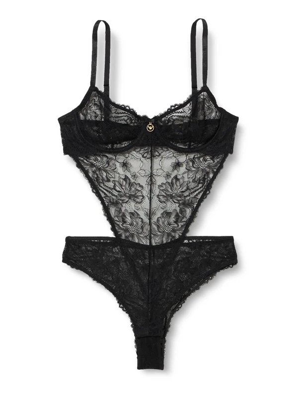 Emporio Armani Women's Eternal Lace Body Brazilian, Black, 32B