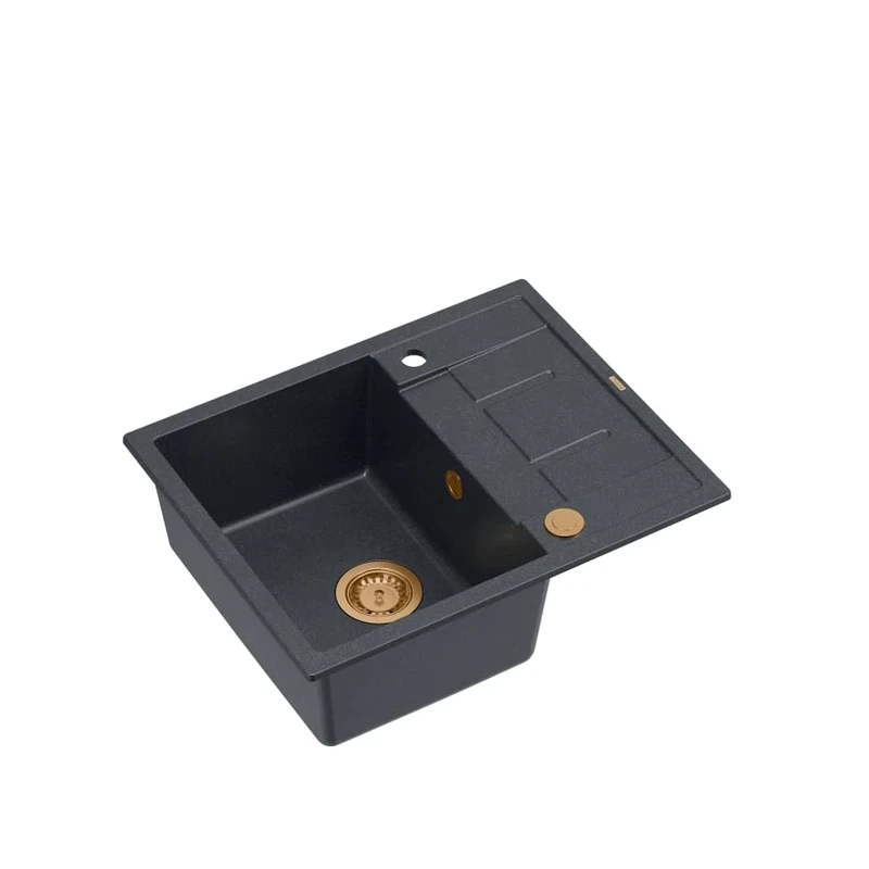 Quadron Morgan 116 Granite Sink Single Bowl Installation Dimensions: 62 x 50 x 22 cm Cabinet Undermount from: 45 cm Black + Copper PVD