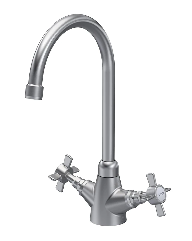 nuie KB603 Kitchen Taps Traditional Mono Mixer Kitchen Tap with Crosshead Handles, 320mm, Brushed Nickel