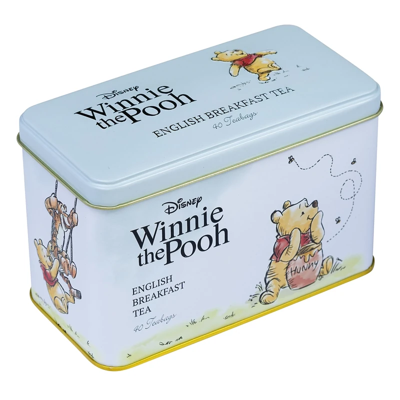 New English Teas Winnie the Pooh Tea Caddy with 40 English Breakfast Teabags, Tigger, Piglet & Eeyore