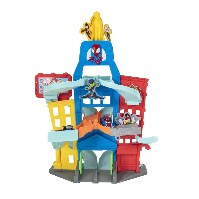 Marvel’s Spidey and His Amazing Friends 24” Tall Amazing Metals City Track Set with Two Exclusive 3-Inch Die-Cast Vehicles Included