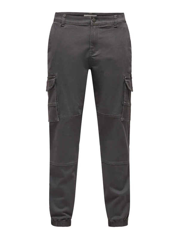 ONLY & SONS Male Cargo Trousers ONSCARTER Tapered Cargo Trousers, Grey Pinstripe, 38 W/32 L