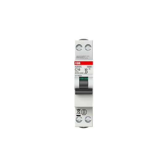 ABB S200C MCB Circuit Breaker Type B, 2-Pin 6A 415V, Breaking Capacity 6kA DIN Rail Mount