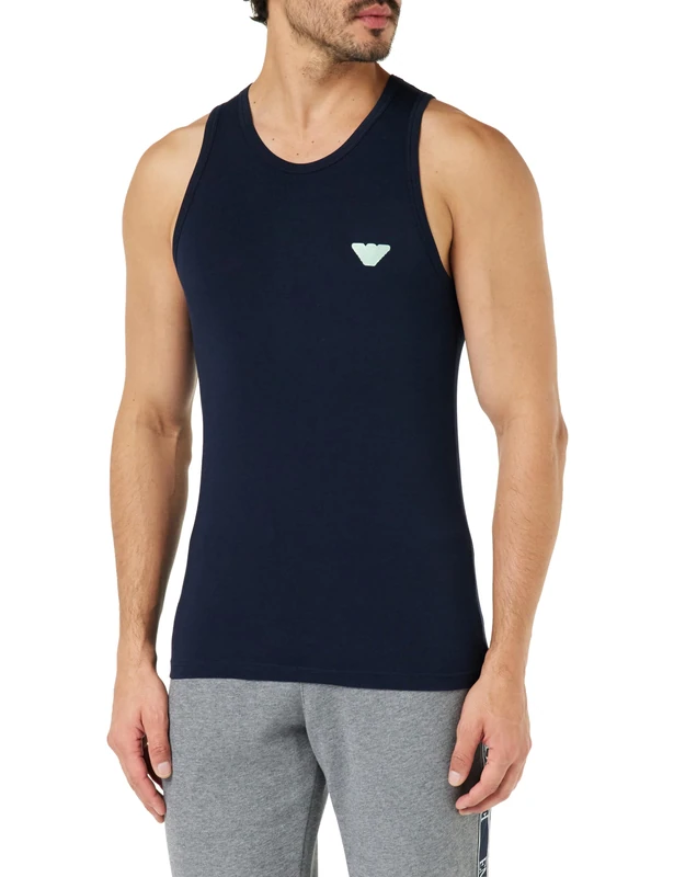 Emporio Armani Men's Shiny Logoband Tank, Marine, XL