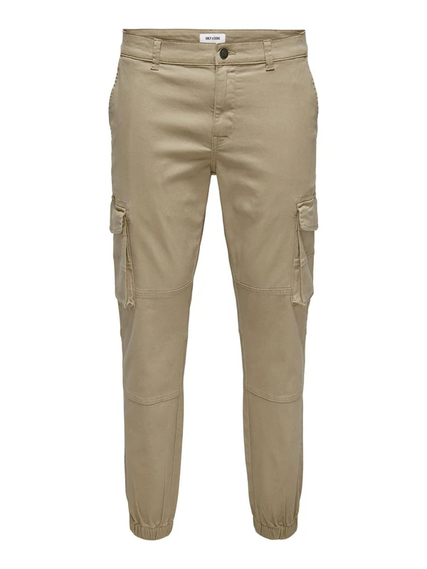 ONLY & SONS Male Cargo Trousers ONSCARTER Tapered Cargo Trousers, Chinchilla, 29 W/30 L
