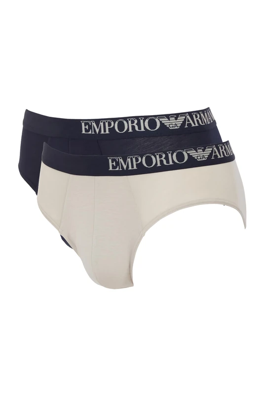 Emporio Armani Men's Eco-Viscose Soft Touch Bamboo Viscose 2pack Brief, Nude/Marine, M