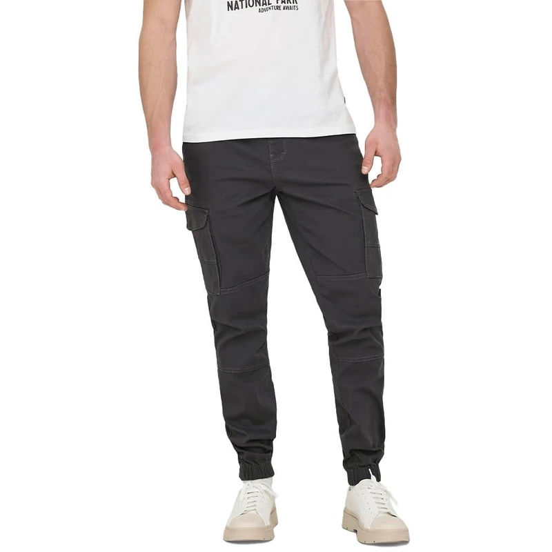 ONLY & SONS Male Cargo Trousers ONSCARTER Tapered Cargo Trousers, Grey Pinstripe, 32 W/32 L