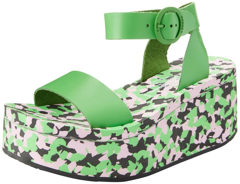 Fly London Women's CAMU034FLY Sandal, Green, 2.5 UK