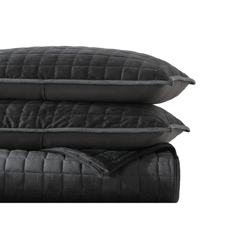 Vera Wang- King Quilt Set, Designer Bedding Set Including Shams, All Season Velvet Home Décor (Diamond Black, King)