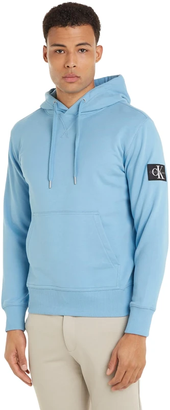 Calvin Klein Jeans Men Hoodie Badge, Blue (Dusk Blue), XXS