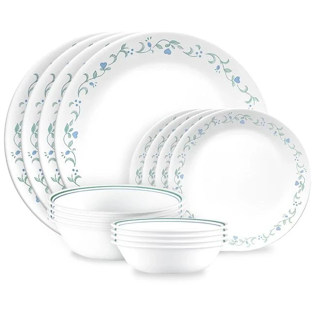 Corelle Country Cottage 16-Piece Mugless Dinnerware Set, Service for 4