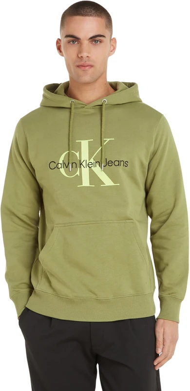 Calvin Klein Jeans Men's SEASONAL MONOLOGO REGULAR HOODIE J30J320805, Dark Juniper, XS