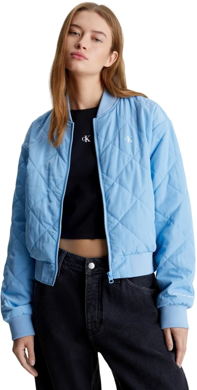 Calvin Klein Jeans Women Bomber Jacket for Transition Weather, Blue (Dusk Blue), XXS