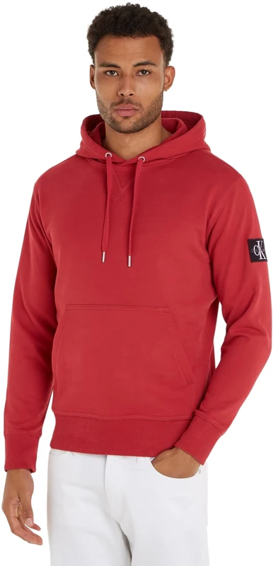 Calvin Klein Jeans Men Hoodie Badge, Red (Garnet), M