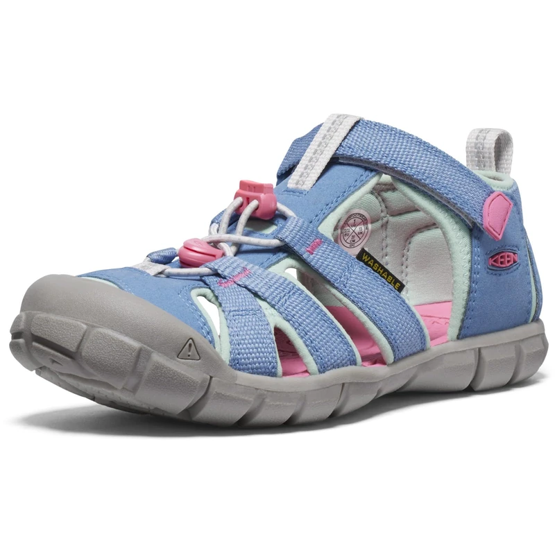 KEEN Unisex-Child Seacamp 2 CNX Closed Toe Sandals, Coronet Blue/Hot Pink, 2