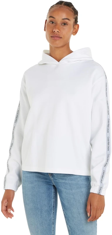Calvin Klein Jeans Women Hoodie, White (Bright White), XS