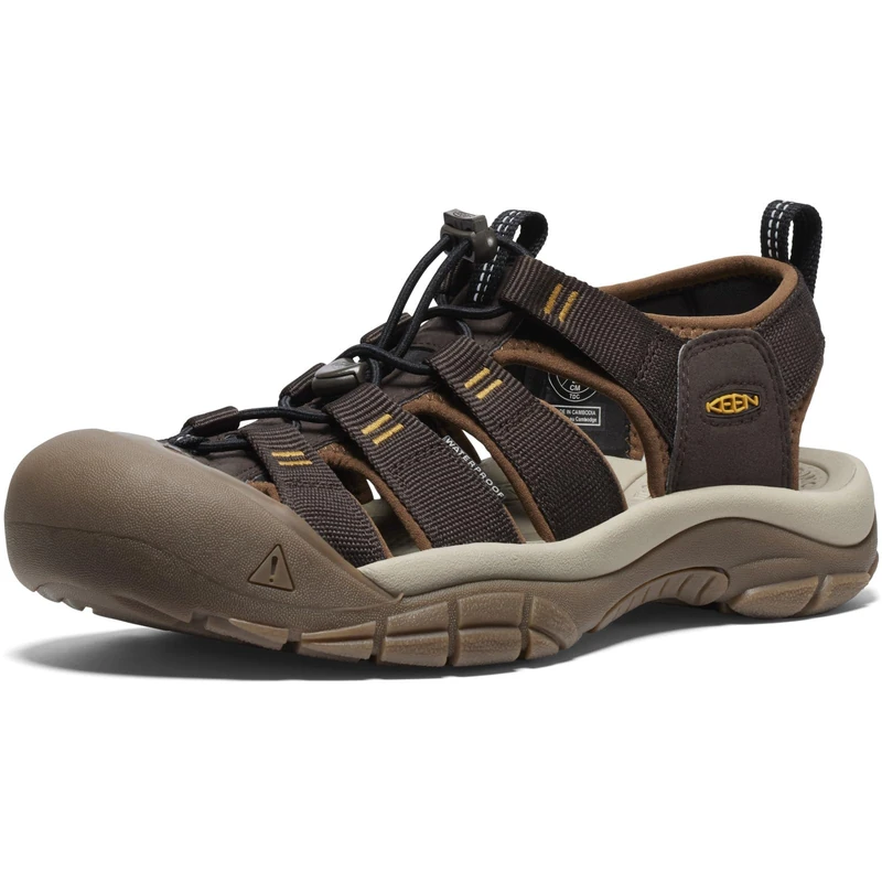 KEEN Men's Newport H2 Closed Toe Water Sandals, Java/Golden Yellow, 6