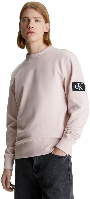 Calvin Klein Jeans Men Sweatshirt Badge Crew Neck no Hood, Pink (Sepia Rose), XXL