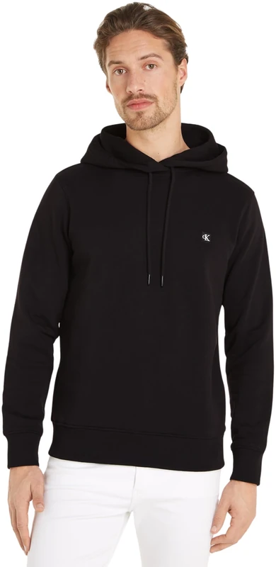 Calvin Klein Jeans Men’s Embroidered Badge Hoodie, Black (Ck Black), XS