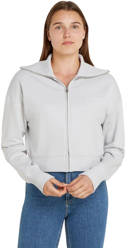 Calvin Klein Jeans Women's DIFFUSED MONOLOGO ZIP-THROUGH Zip Throughs, Lunar Rock, XXL