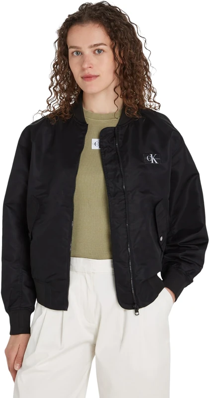 Calvin Klein Jeans Women Bomber Jacket for Transition Weather, Black (Ck Black), XL
