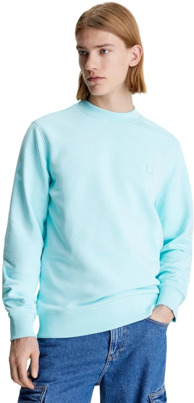 Calvin Klein Jeans Men Sweatshirt Badge Crew Neck no Hood, Turquoise (Blue Tint), XXL - Image 1