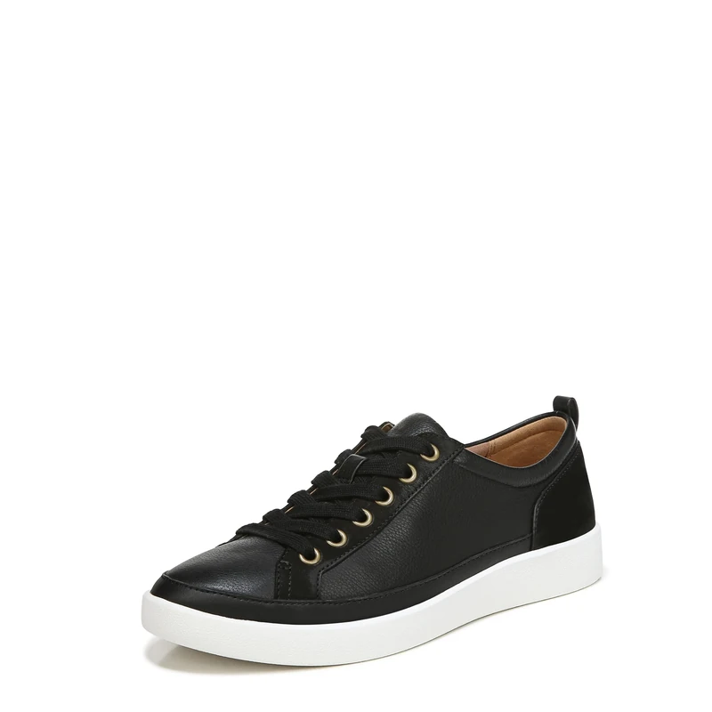 Vionic Womens Winny Lace-Up Trainers Medium Fit UK 11, Black Leather