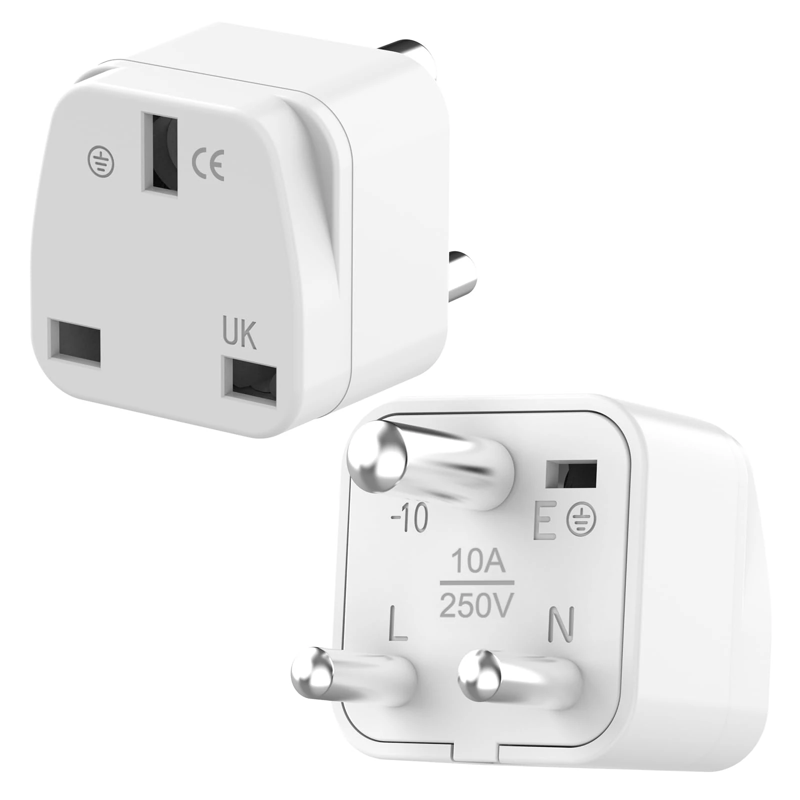 Loydia UK to India Plug Adapter, 2x Grounded UK to 3 Pin Indian Travel Adapter, Britain to Type D Plug Adapter, Indian plug Travel adaptor for India, Nepal, Nigeria, Senegal, Namibia, Sierra Leone