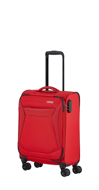travelite 4-wheel suitcase hand luggage soft shell, IATA board luggage size; CHIOS series, trolley with edge protection + clip-on function, 55 cm, 34 liters