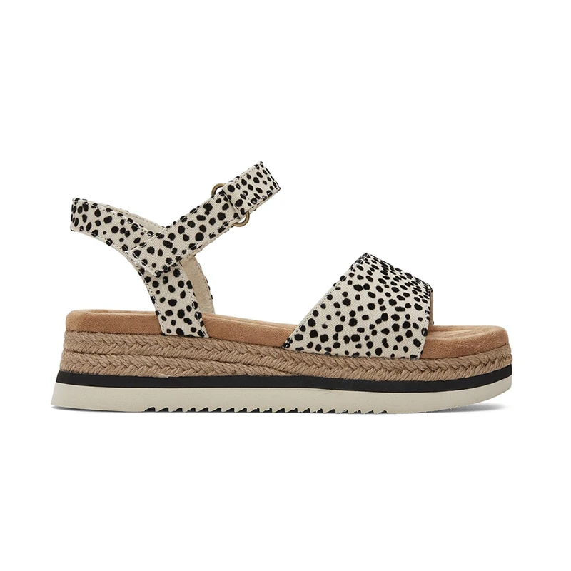 TOMS Girls Diana Wedge Sandal, Fog Flocked Mini Cheetah, 2 UK