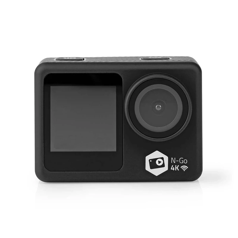 NEDIS Dual Screen Action Cam, 4K Ultra HD 30fps, 16MP Photos, 2” Touch Back Screen, 1.3” Front Screen for Selfies & Vlogging, Waterproof to 30m with Mounting Kit and Wi-Fi Connectivity