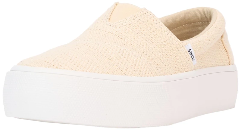 TOMS Women's Fenix Platform Slip-On Sneaker, Natural Undyed Metallic Linen Stripe, 5 UK