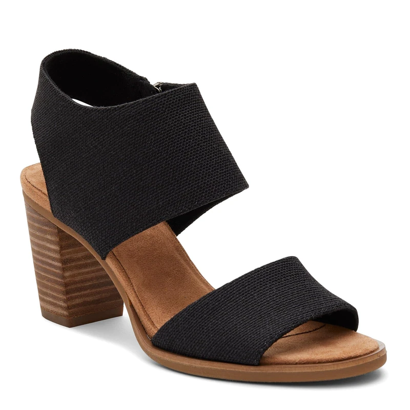 TOMS Women's Stacked Heel Sandal - Sustainable Two-Piece with Eco Materials and Comfort