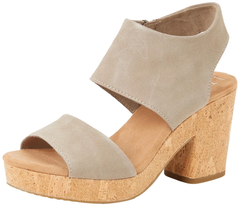 TOMS Women's Majorca Platform Heeled Sandal, Dune Suede, 3 UK