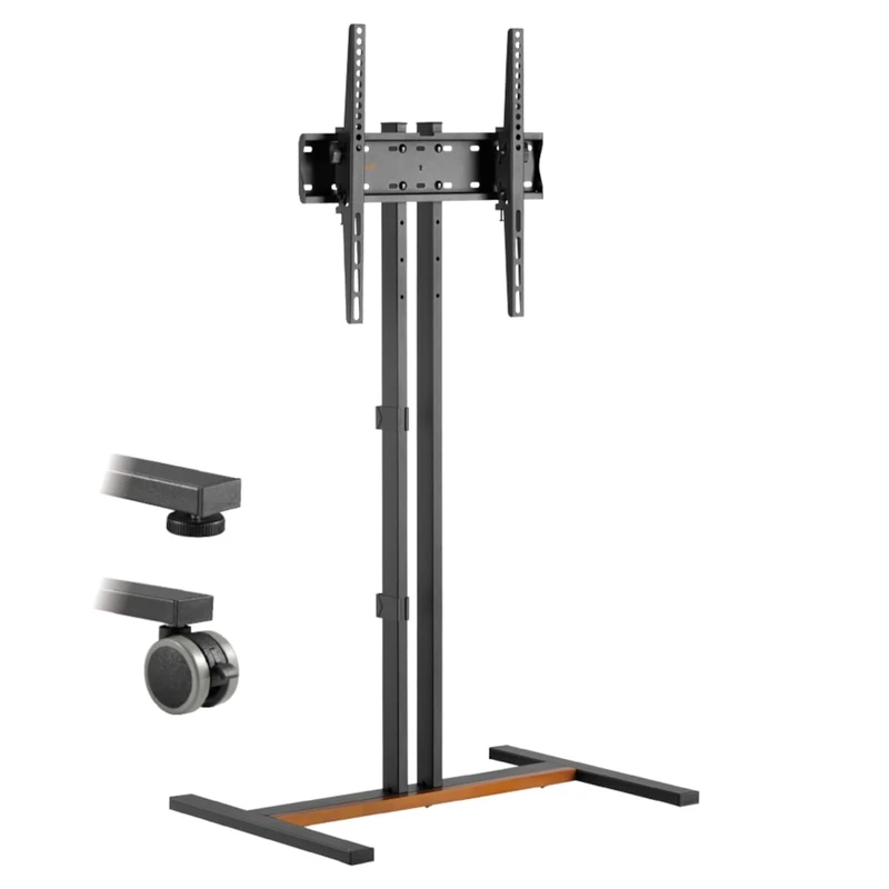 My Wall HP121L Mobile TV Stand Rollable 34-55 Inch TV Stand Height Adjustable Tilting TV Stand with Wheels Black Walnut TV Stand