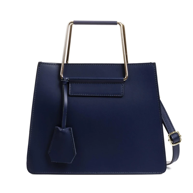 FIRENZE ARTEGIANI. Agliano Women's Tote Bag Genuine Leather Ruga 27 x 10 x 21 cm Colour: Dark Blue, dark blue, Utility