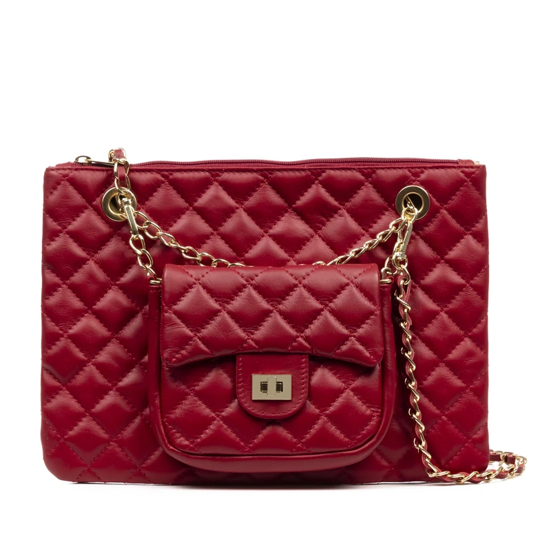 FIRENZE ARTEGIANI. Altopascio Messenger Bag and Handbag Double Use Genuine Sauvage Leather Padded 31.5 x 6 x 23 cm Colour: Dark Red, red dark, Utility