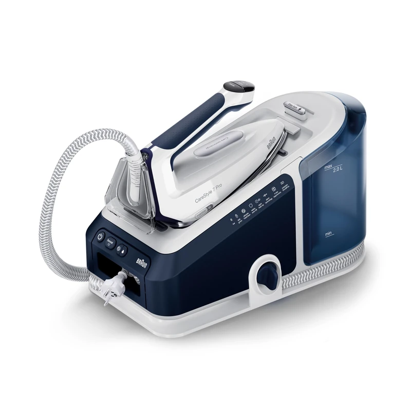Braun CareStyle 7 Pro IS7282BL, Steam Generator Iron with FreeGlide 3D Technology, Smart iCareMode, Vertical Ironing, Anti Drip, Detachable 2L Water Tank, 2700W, Blue